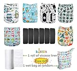 Lilbit 6 Nappy Adjustable Baby Cloth Diapers with 6 Bamboo Charcoal Inserts,flushable Viscose Liners
