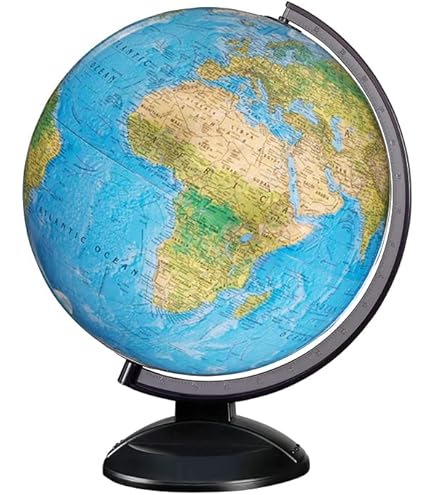 Replogle Aragon 12" Desktop Globe - Raised Relief Map With Updated Cartography, Blue Ocean
