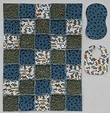 Little Dinosaur Print with Coordinator Prints in Blue and Gray Baby Rag Quilt with Matching Burp Clo