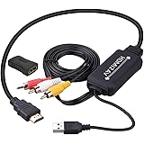 HDMI to RCA変換ケーブル HDMI to AVコンバータデジタル 3RCA/AV 変換ケーブル TV/HDTV/Xbox/PC/DVD/Blu-ray Player/PAL/NTSCテレビ - HDMI AVコンバータ HDMI RCA コ