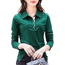 Amazon | [クカキ] 長袖ポロシャツ レディース 無地 ゴルフ