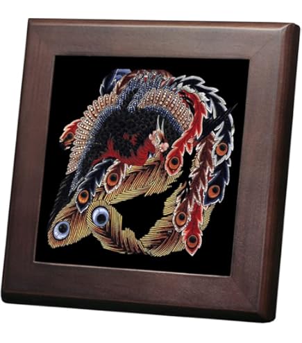 Amazon.co.jp: 葛飾北斎『 八方にらみ鳳凰図 』の木枠付きフォトタイル