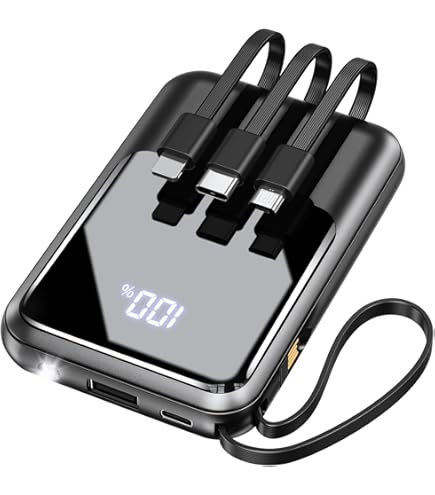 Amazon | 【22000mAh大容量・4つのケーブル内蔵】モバイルバッテリー