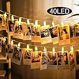 Uping　LEDストリングライト　40LED写真/絵クリップ　DIY吊り下げる飾り　4.2Ｍ　イルミネーションライト　電池駆動式　クリスマス/新年/結婚式/誕生日/パーティー (ウォームホワイト)