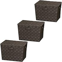 Amazon｜アイリスオーヤマ バスケット 深型 3個セット ブラウン 幅38