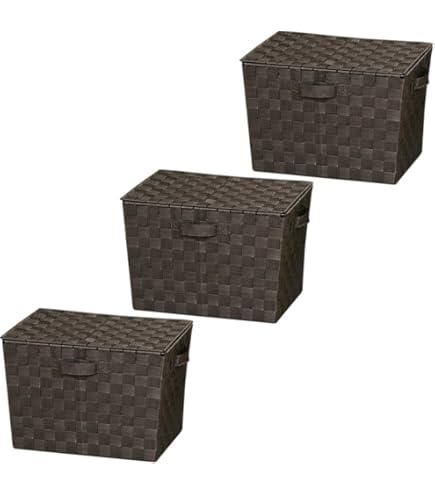 Amazon｜アイリスオーヤマ バスケット 深型 3個セット ブラウン 幅38