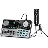 Donner オーディオインターフェース オーディオミキサー マイクセット AUX 二つ6.35mmTRSマイク/楽器入力 AUXIN端子/ワイヤレス音楽入力 12基調電子音ボイスチェンジャー 12種類効果音 バッテリー内蔵 リバーブエフェクター A