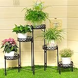 Plant shelf アイアンフラワーポットラック、5段プラントディスプレイスタンド盆栽ホルダーホームガーデンパティオインテリア折り畳み式棚ホルダー Flower racks ( 色 : ブラック 