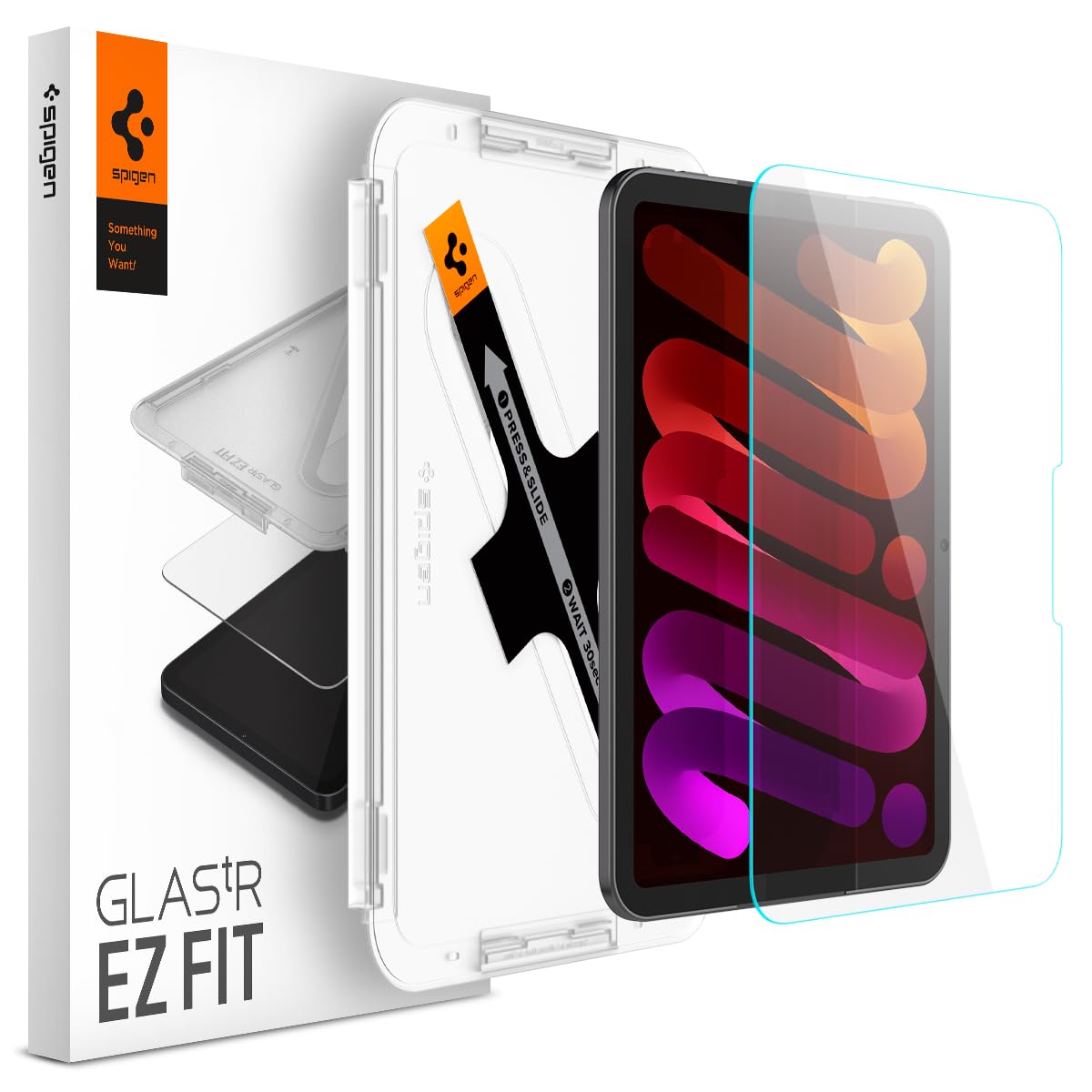 Spigen iPad mini A20 Pro 第8世代 ガラスフィルム 保護フィルム 10H+ガラス 1枚入 貼り付けキット付き EZ Fit | iPad mini A20 Pro, 貼り付けキット, 簡単な位置合わせ, 10H+強化ガラス,