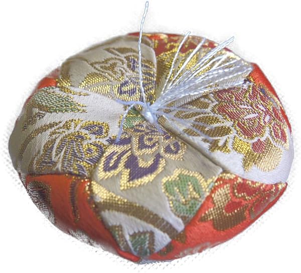 Ishin-do Round Cushion for Orin (1st Size, 8 cm, New Brocade Karakasa Red) - 1