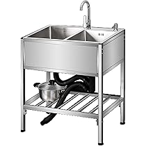 ミ*店様 人気　ステンレス簡易流し台 ガーデンシンク 屋外 ダブル 付属品 蛇口 Amazon.co.jp: ガーデンシンク 屋外 蛇口付き ステンレス 流し台