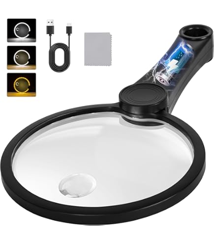 Large Magnifying Glass With 37 LED Light, 10X 20X 45X Large, Black - View #5
