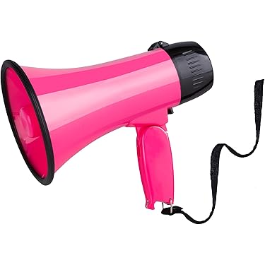 ホワイトメガホン 音量調整付き スタイリッシュな黄白トラメガでサイレン＆ホイッスル ｜ なんず