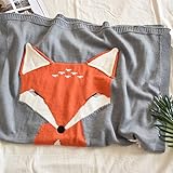 Kid 'sニットスロー毛布フォックスパターン幼児ベビーベッドSleepingカバーCrochet Blanket for Children and赤ちゃん昼寝またはPlaying 43.3 × 28