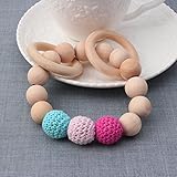 ブルーteething-natural-round-wood-bracelet-baby-newborn-mom-kids-wooden-teether-toy