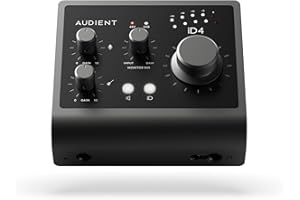 Audient Audio Interface iD4 MKII, Class A Console Microphone Preamp (High Speed USB-C, Monitor Mix and Monitor Panning Function, 2 Headphone Outputs, Mac/PC/iOS Compatible), Black