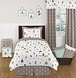 Outdoor Adventure Nature Fox Bear Animals 4 Piece Boys Twin Bedding Set [並行輸入品]
