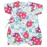 アスナロ（甚平） 甚平カバーオール ベビー 新生児 日本製生地 あじさい柄 じんべい60-70 サックス