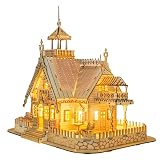 Ghbunuz 木製3Dパズル、立体ジグソーパズル、美華ヴィラ、レーザー彫刻、組み立て式、落日ライト付き、楊木材、223ピース、ギフト用、インテリアモデル、教育玩具、オリジナルデザイン、手作り感、大人向け、飾れるパズル (JG 空洞梅花別荘)