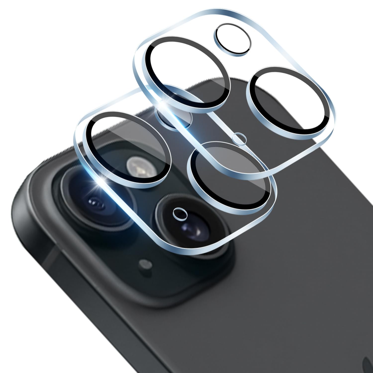 用 iPhone 15 レンズ保護フィルム 国産AGC旭硝子素材 対応 アイフォン 15 / 15 Plus カメラフィルム 9H表面硬度 黒縁取り | 【2枚入り】 用 いphone15 / iPhone15 Plus 液晶 カメラ保護カバー 強化