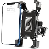 自転車 スマホ ホルダー ワンタッチ固定式 360度回転 防振 脱落防止 角度調整 片手操作 脱着簡単 強力な保護 ロードバイク スマホ ホルダー に適用 4.8-6.8インチ 多機種対応 (ブラック)