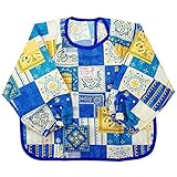 stample スタンプル ベビーペイズリー柄お食事エプロン 長袖 撥水加工 はっ水 ランチスタイ お食事スタイ 赤ちゃん 子供服 ベビー服 離乳食｜55.ブルー