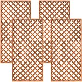 天然木製 格子ラティス 90cm×180cm×35mm 4枚セット ライトブラウン WLL-9018