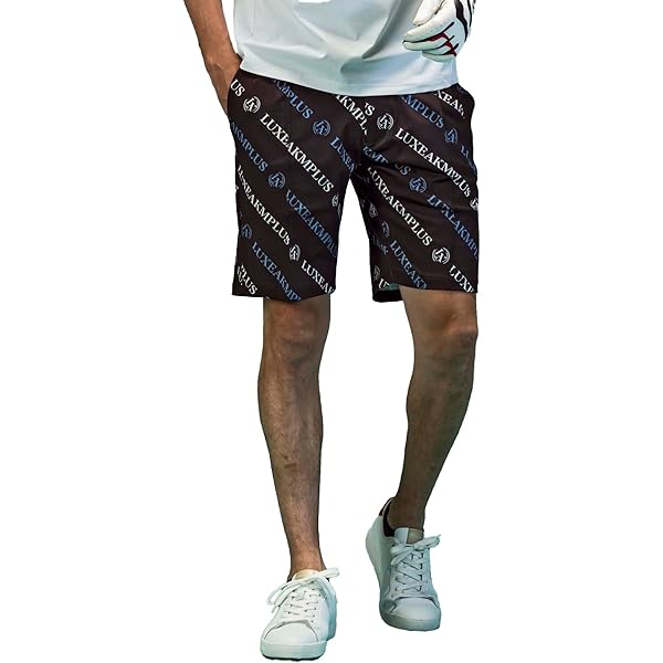 Amazon | [リュクスエイケイエムプラス] ゴルフ 総柄ロゴハーフ