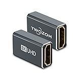 Twozoh 8K 2.1 HDMI アダプター 向下 角 90度, l 型 HDMIオス to HDMIメスアダプター コンバーター 8K@60Hz、4K@120Hz 1080p (1個パック) 適格請求書発行可