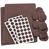 Self-Stick, Heavy Duty Felt Pads Value Pack Assortment for Hard Surfaces (102 pieces) - Brown, Assor