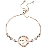 FEELMEM Nana's Girl Granddaughter Slider Bracelet Adjustable Chain Jewelry Gift for Granddaughter from Nana Granddaughter Bir