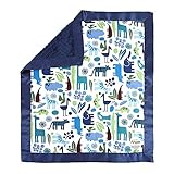My Blankee Jumbo Zoo Blue Cotton Blanket with Minky Dot Navy [並行輸入品]
