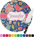フクロウ& Hedgehogラウンドガラスカッティングボード( Personalized ) 7.75" mi-round-cutting-board-S+203642