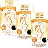 (モア)MORE 日本製 110デニール マタニティ 着圧タイツ M-L ブラック 前後マチ付 調整ベルト付き ＜3足組＞
