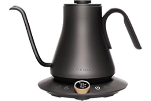 「家電批評 2023受賞 コーヒー向け電気ケトル・世界チャンピオン推奨」エペイオス(Epeios) 電気ケトル ドリップケトル 0.9L 1200W コーヒーポット 1℃単位調整/5分タイマー/保温機能/℃・℉切替/空焚き防止/PSE認証済 細口 ド