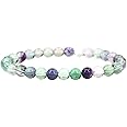 Handmade Gem Semi Precious Gemstone 6mm Round Beads Stretch Bracelet 7" Unisex
