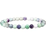Handmade Gem Semi Precious Gemstone 6mm Round Beads Stretch Bracelet 7" Unisex