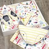 今治タオル もり ベビーギフト isso ecco 化粧箱 手提げ袋 ラッピング込 (7点セット, イエロー)