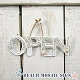 マリンスタイル ビーチモザイクハンギングレター OPEN ホワイトビーチ ksbemoopwb