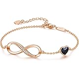 CDE 925 Sterling Silver Anklet Bracelet Infinity Heart Symbol Charm Adjustable Women Jewelry Gift Embellished with Crystals f