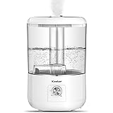 Keebar 5.0L 加湿器 卓上 超音波式 除菌 超静音 大容量 長時間連続稼働 乾燥/花粉症対策 次亜塩素酸水対応 かしつき 上部から注水 部屋 家庭用 オフィス 空焚き防止 ホワイト (ホワイト2)