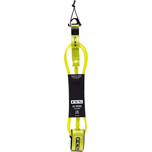 FCS Longboard Ankle Essential Leash 7mm – Cord Leash Surf Cheville Noir PE22 Anti-Torsion