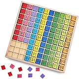 数字ブロック 計算おもちゃ 数学おもちゃ 木製 10×10図形 100個 数学教育 知育玩具 乗算ボード 積み木 子供 小学生 ギフト 贈り物 クリスマス プレゼント