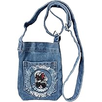 ロラライハリス♡ブラックハート柄デニム♡刺繍のふんわり軽量ショルダーバッグ ロラライハリス♡ブラックハート柄デニム♡刺繍のふんわり軽量