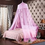 Forhomelife 天蓋 カーテン モスキートネット 蚊帳 ムカデ 虫除け シングル ダブル お姫様気分 ピンク