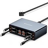 8in1 リトラクタブル充電器 巻き取り式ケーブル4本付き 最大105W出力 USB-C GaN搭載 充電ステーション＆USBハブ 複数デバイス対応 | 高速充電器 USB-Cケーブル/ ライトニングケーブル付き 幅広い互換性 先進のGaNテクノロジ
