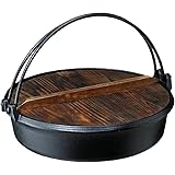 イシガキ すき焼き鍋 木蓋付 ガス火 IH 兼用 鉄鋳物 約幅29×奥27.5×高8.5cm 黒