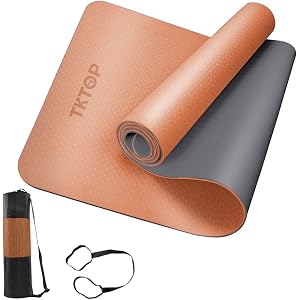 TKTOP ヨガマット トレーニングマット エクササイズマット 厚さ6mm ヨガ ピラティス マット TPEリング保護素材 おりたたみ 厚さ6mm 軽量 屋内運動 両面の滑り止 耐久性 収納袋付