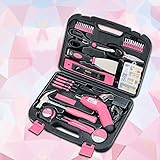 WAYCOM 女性むけのピンクDIY工具セット 女子のためのオシャレでかわいいDIYツールキット充電電動AC　ドライバー付　137点セット工具