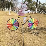 かわいい動物の自転車の風車ウィンドバイクカイト庭の芝生の飾りの子供の屋外飛行のおもちゃ (ウサギ)